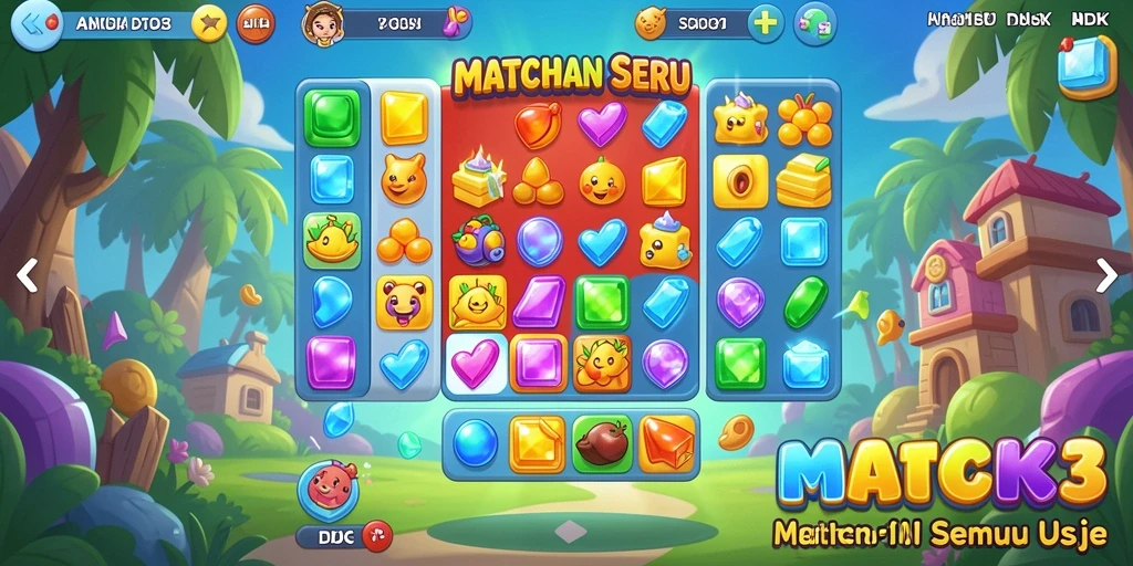 Screenshot DKK menampilkan aksi permainan match-3 yang seru dan menantang.