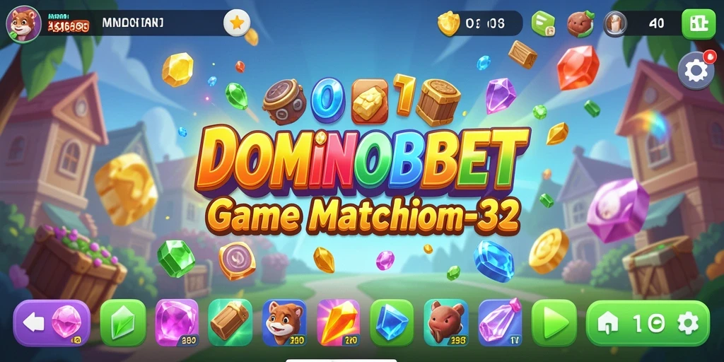 Tampilan gameplay seru di DOMINOBET dengan elemen Match-3 yang berwarna.
