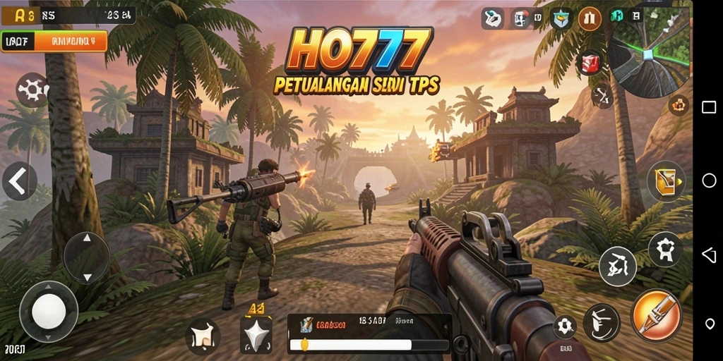 Tampilan aksi seru dalam gameplay TPS HO777.