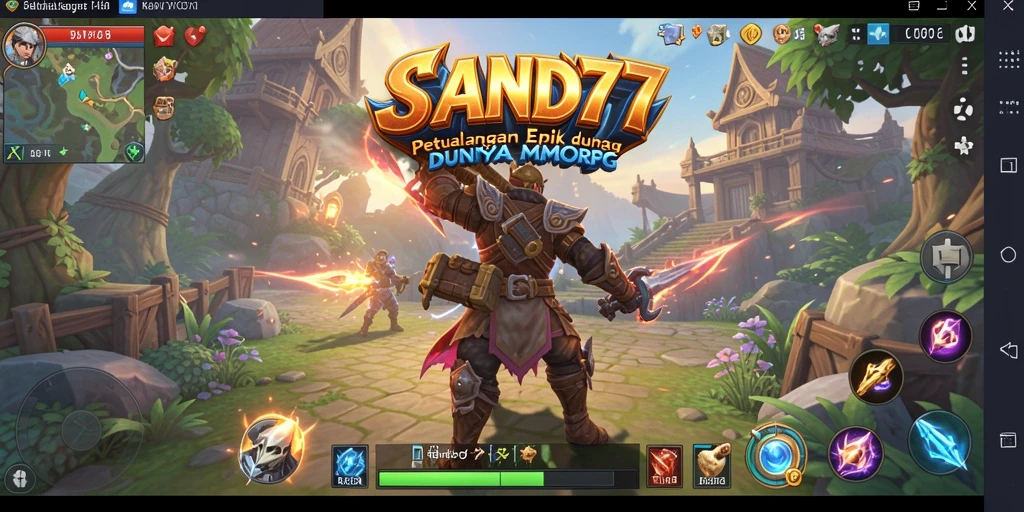 Tangkapan layar dari gameplay SAND77 menunjukkan aksi bertempur yang mendebarkan.