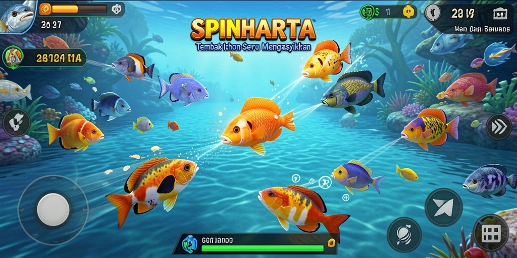 Tampilan gameplay SPINHARTA yang seru dan menantang di bawah laut.