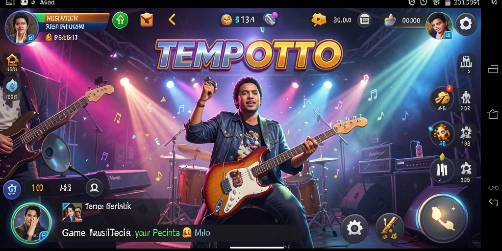 Screenshot TEMPOTOTO menampilkan gameplay yang penuh warna dan memukau.