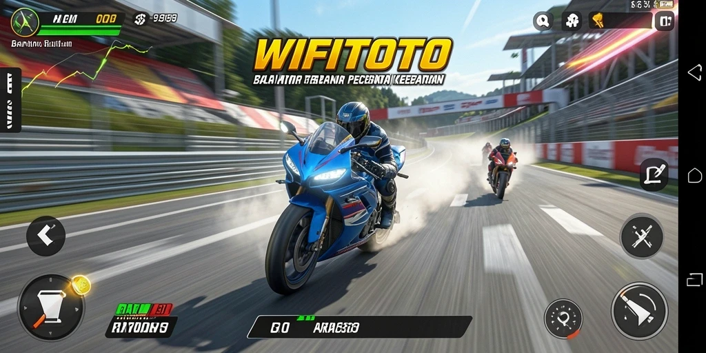 Tampilan gameplay seru dalam balapan motor di WIFITOTO.