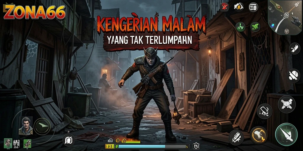 Gambaran gameplay ZONA66 yang mencekam dan menakutkan.